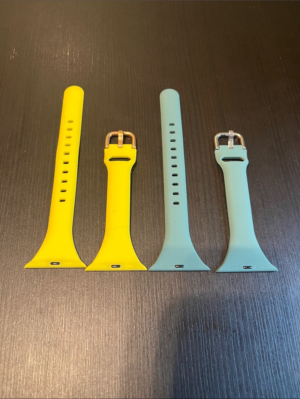 Yellow and Light Teal Silicone Watch Bands – Set of 2 - Fits 38mm and others.